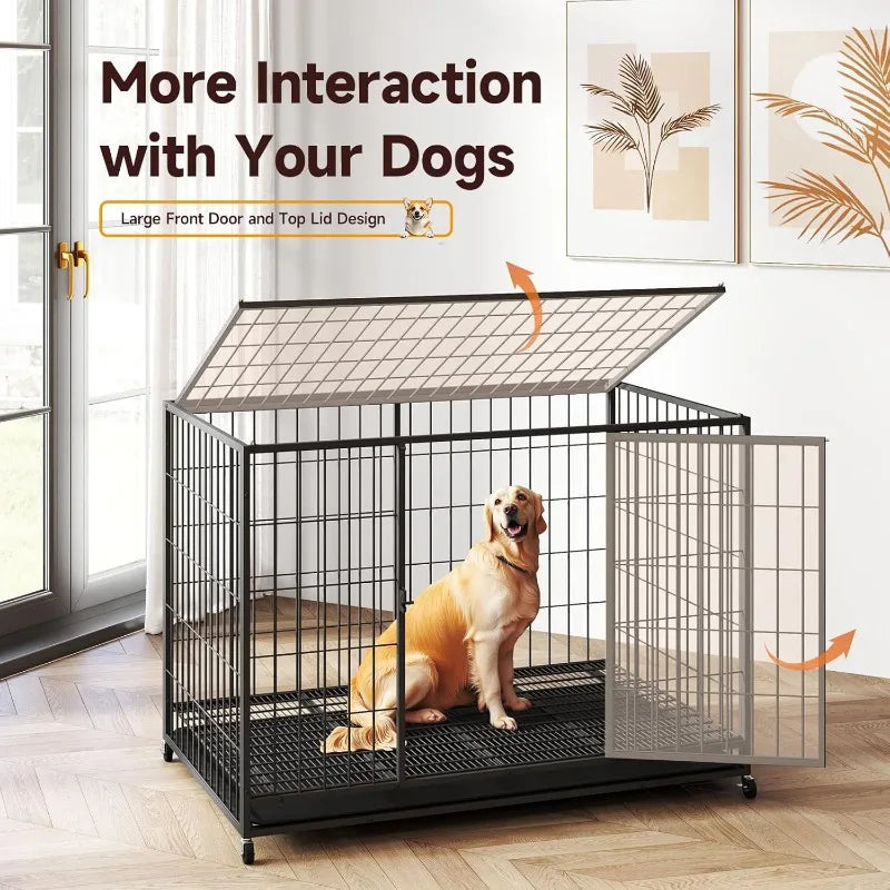 48/42/38 Inch Folding Crates for Large Dogs