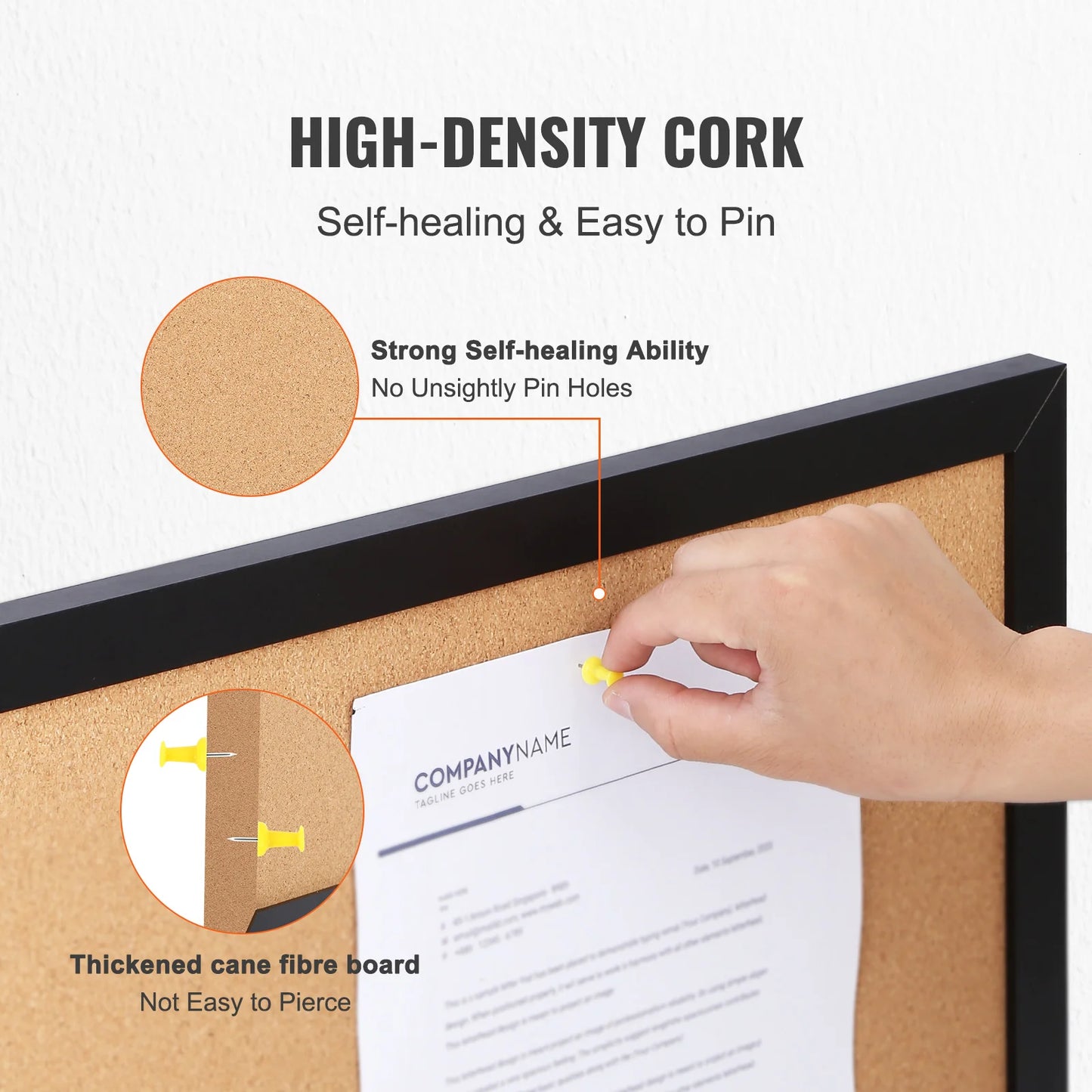 36x24/24x18 Bulletin Cork Board with Pushpins