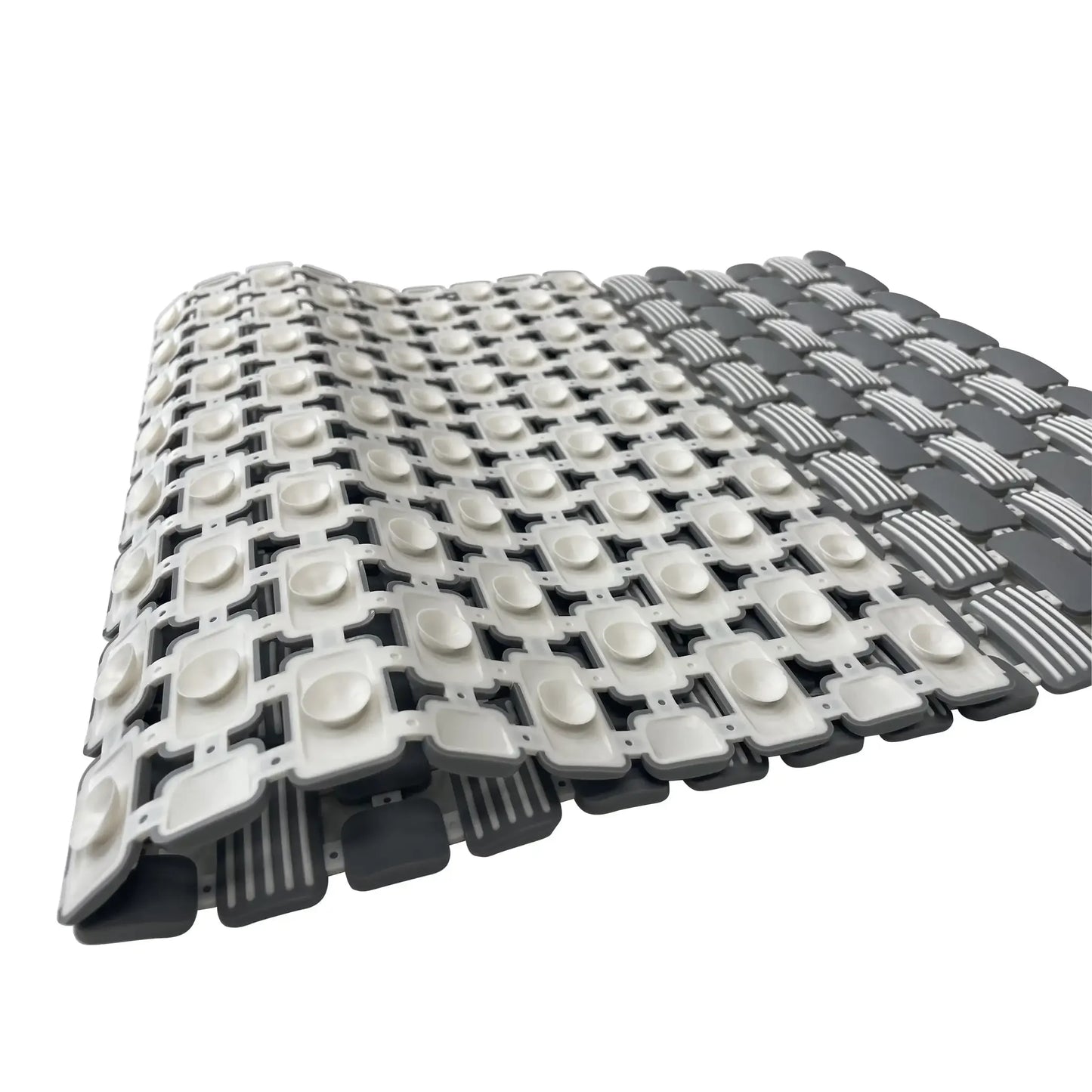 28.34" x 15.35 ", PP+TPE, Non-Slip Tile Bath Mat for Shower with Strong Suction Cups, Grey