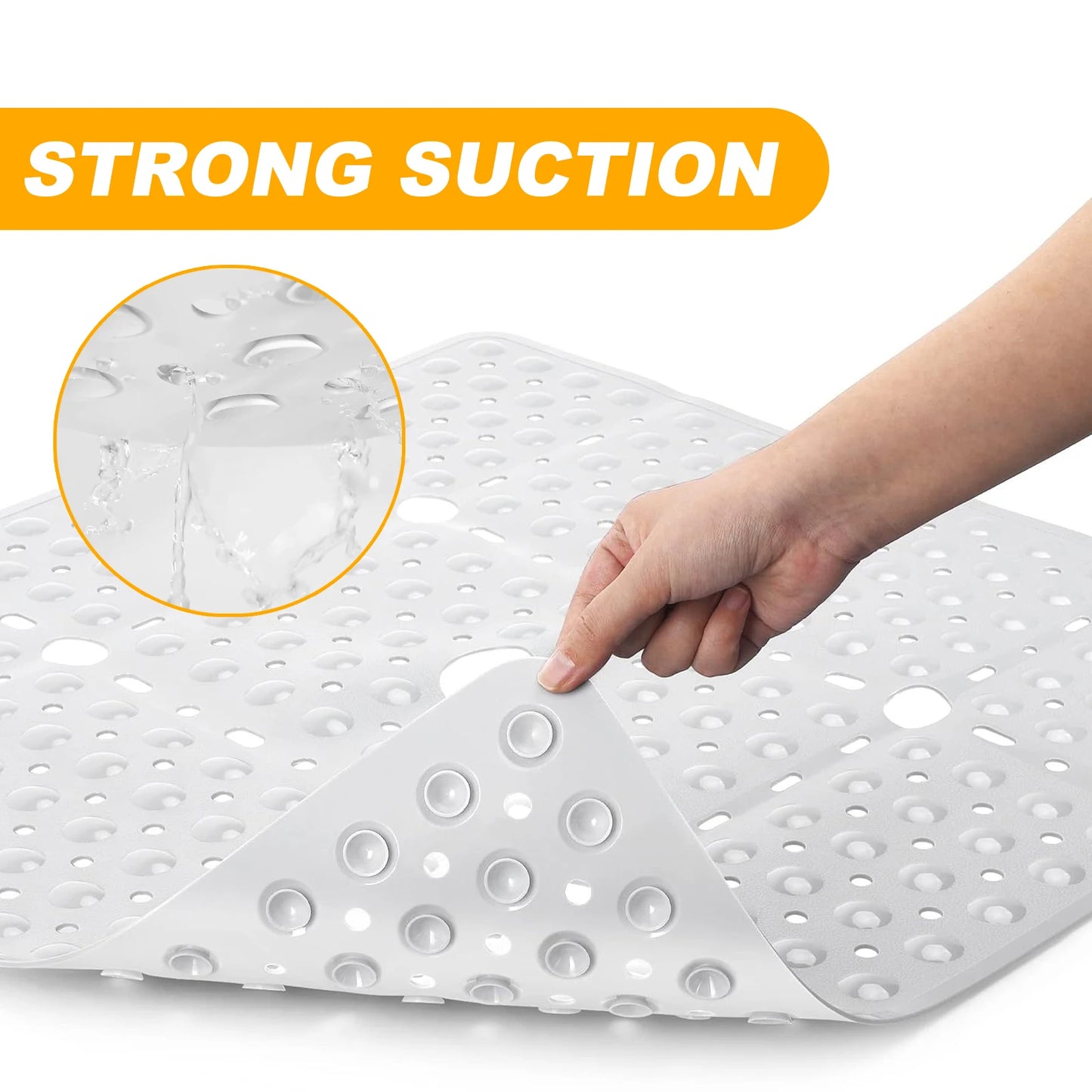 Bath Mat For Tub Non Slip, 27x27 Inch, Soft Square Bath for Tub, Stall Floor Mats Bathroom, Shower Floor Mat