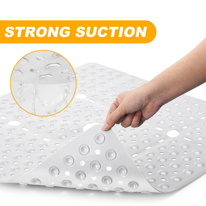 Bath Mat For Tub Non Slip, 27x27 Inch, Soft Square Bath for Tub, Stall Floor Mats Bathroom, Shower Floor Mat