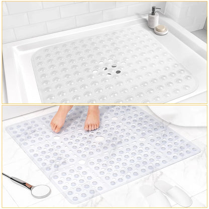Bath Mat For Tub Non Slip, 27x27 Inch, Soft Square Bath for Tub, Stall Floor Mats Bathroom, Shower Floor Mat