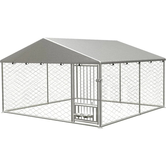 Outdoor Pet House Kennel with Waterproof Roof