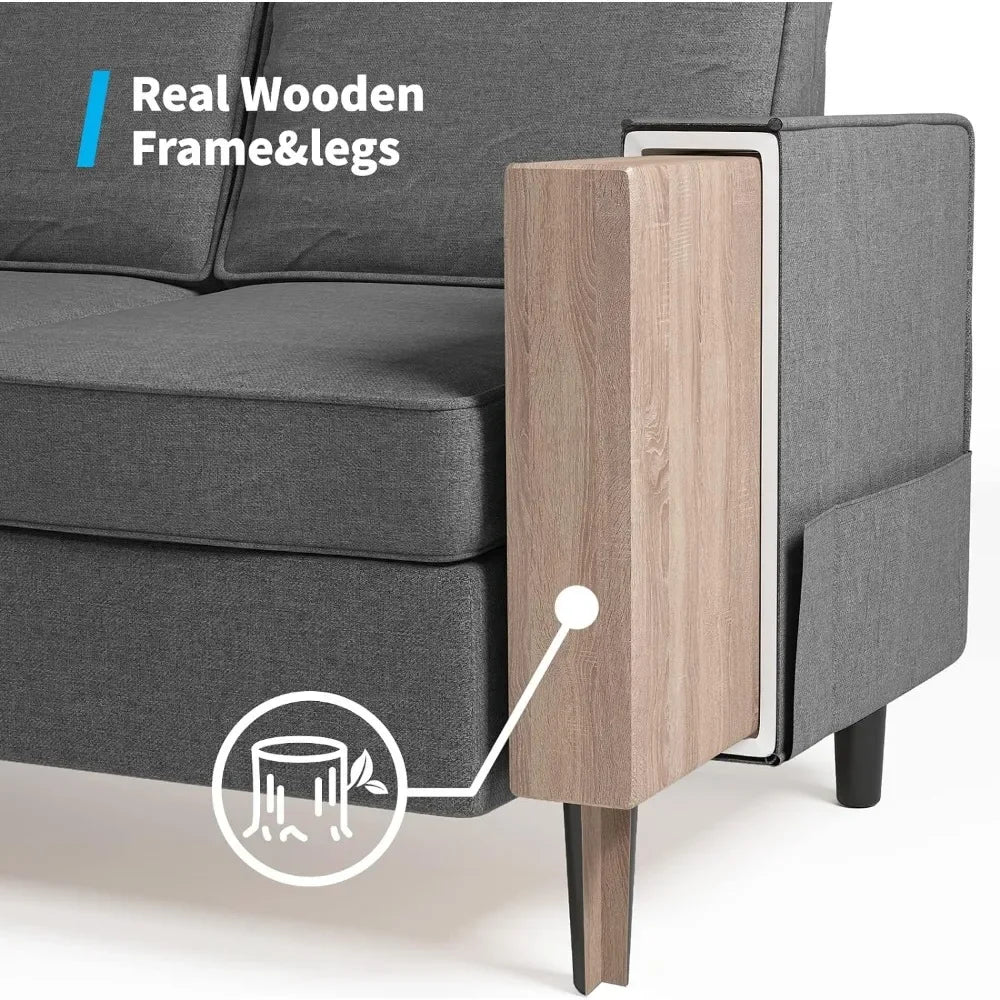 4-PCS Sofa Couch Set with Storage Ottoman