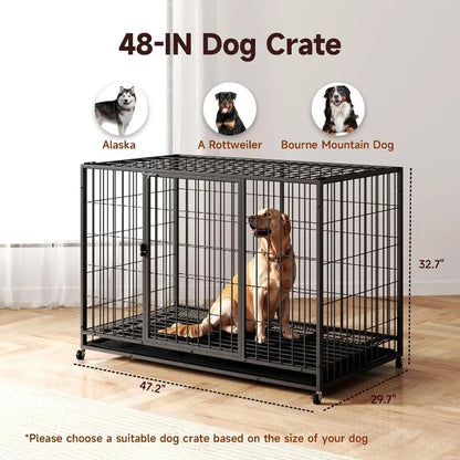 48/42/38 Inch Folding Crates for Large Dogs