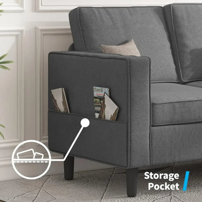 4-PCS Sofa Couch Set with Storage Ottoman