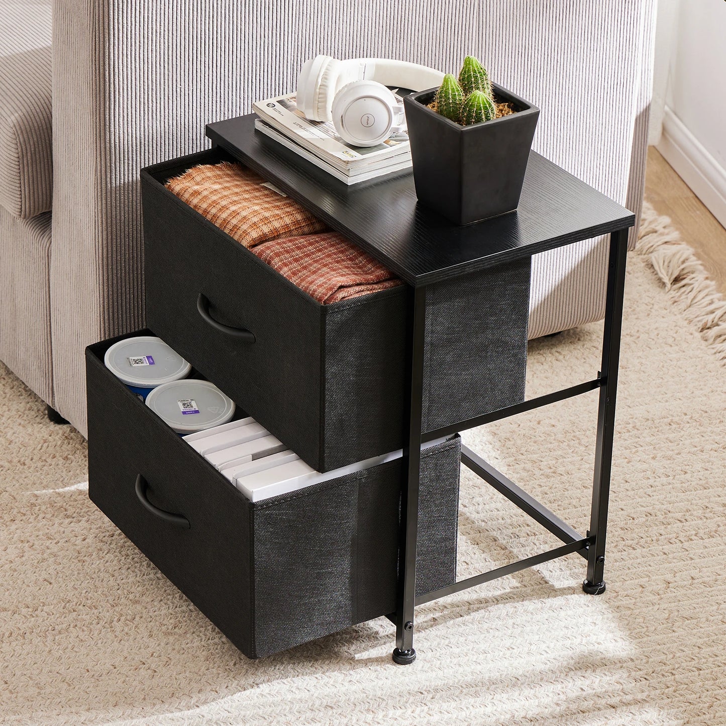 Bedside Nightstand 1 or 2 Pack