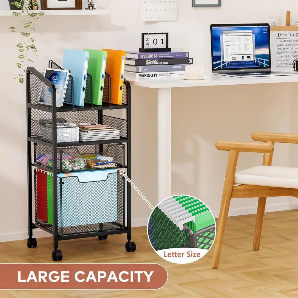 Rolling File Cart with Hanging File Organizer