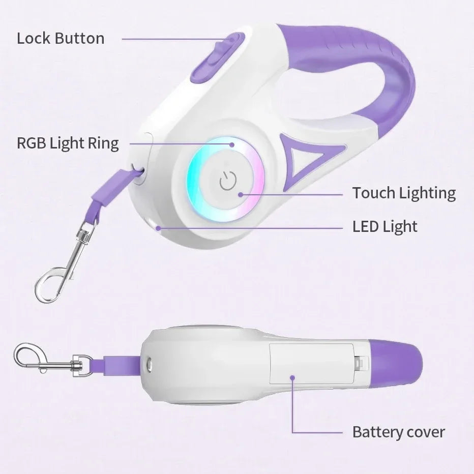 LED Retractable Pet Leash with Light