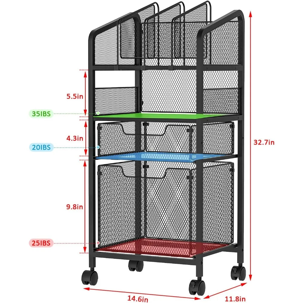 Rolling File Cart with Hanging File Organizer